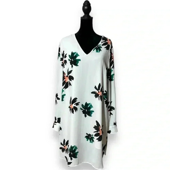 Who What Wear Knee Length Shift White Fully Lined Lightweight Floral Print Sress - Picture 2 of 16